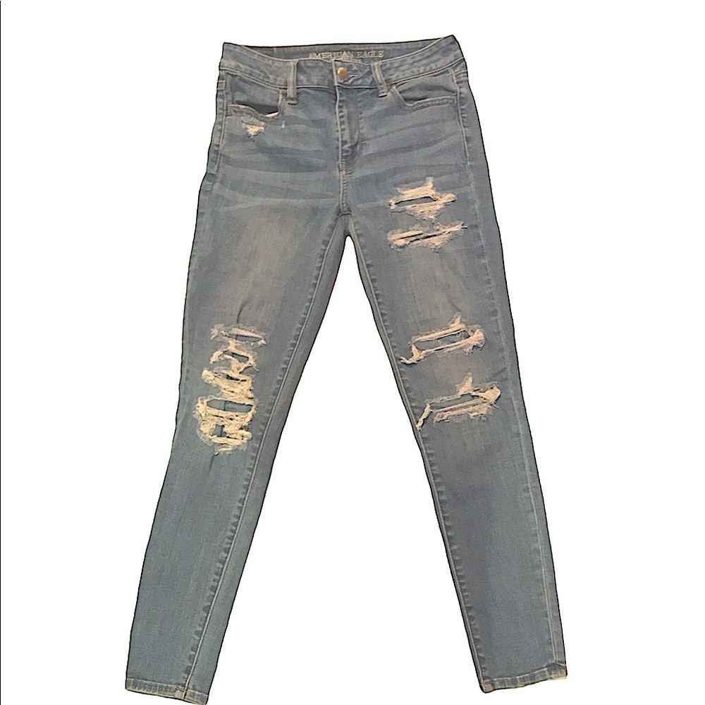 American eagle denim jeans super stretch size 4 SHORT NWOT like new condition!